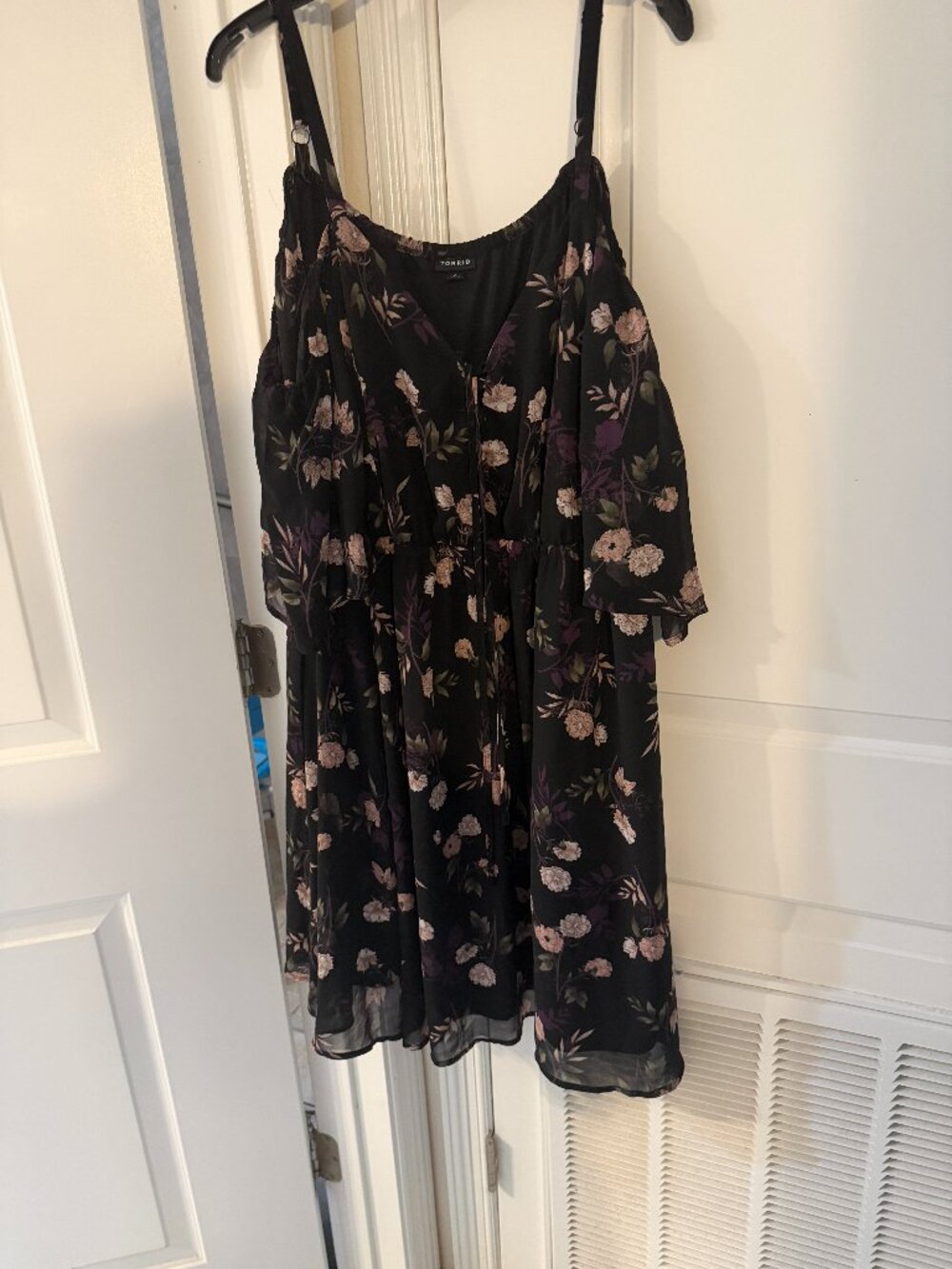 Gently Used - Torrid Size 4 Cold Shoulder Dress Floral Tie Front